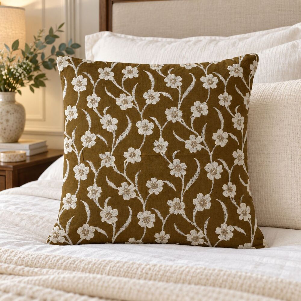 1 PCS Floral Embroidered Cushion Cover Square Throw Pillow Case Sofa Home 291340
